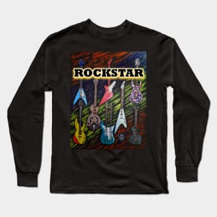 Rockstar with electric guitars Long Sleeve T-Shirt